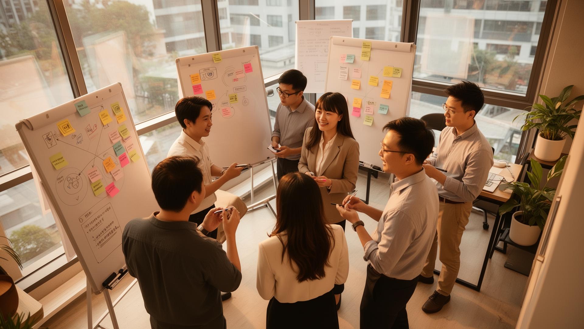 Corporate trainer facilitating workshop