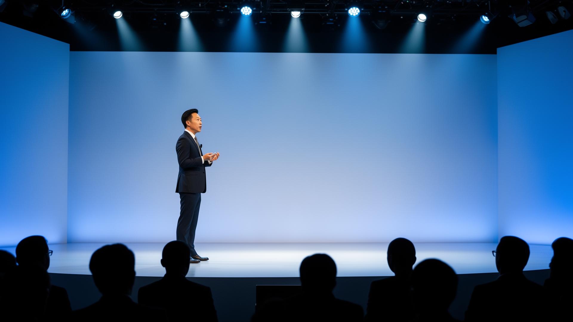 Leadership speaker on stage